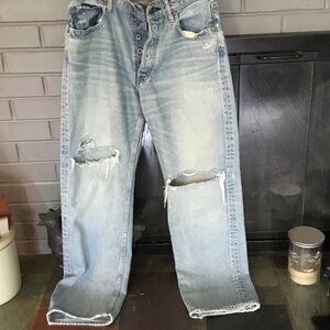 Moussy Faded Blue Boyfriend Jeans with Rips